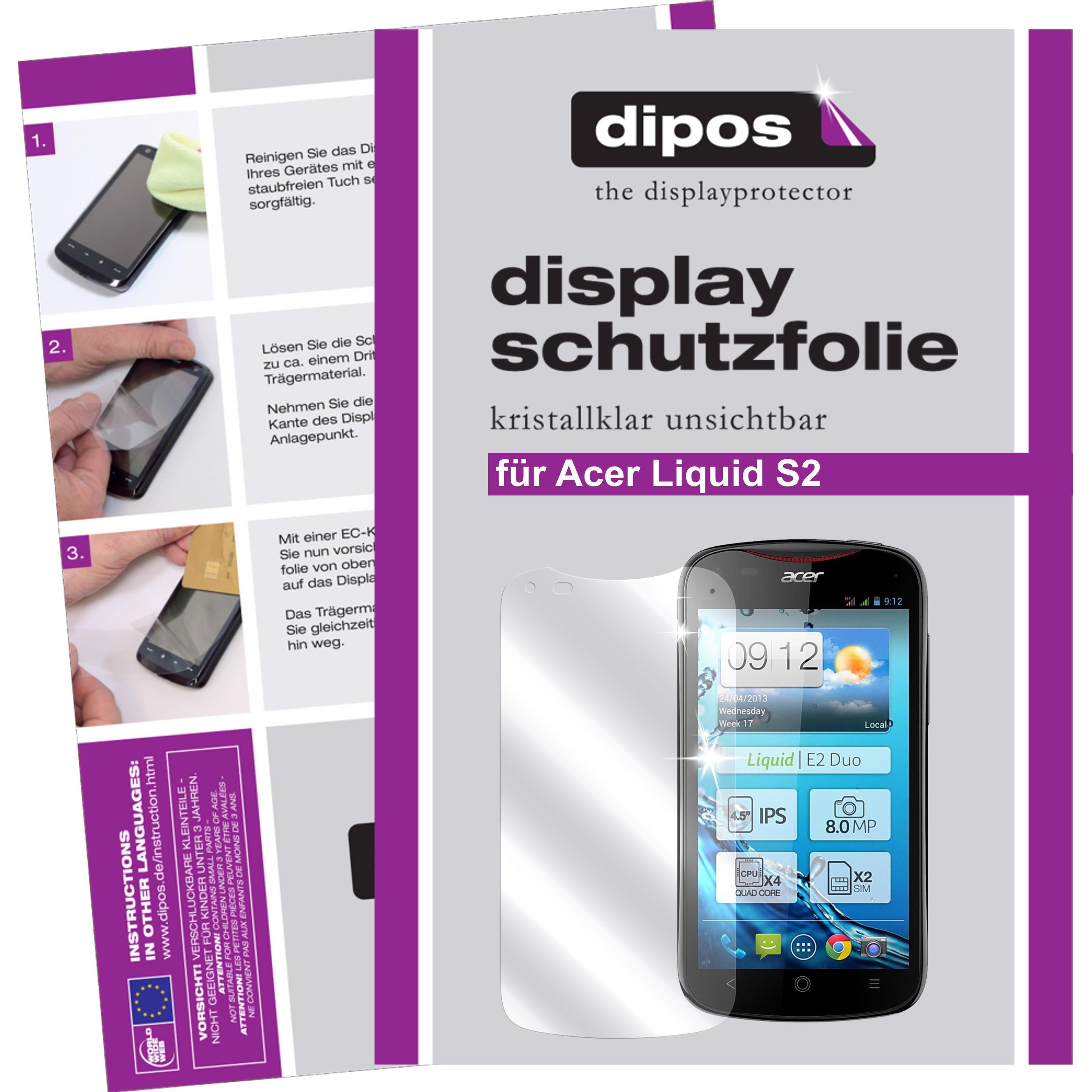 Thumbnail - Dipos Displayschutzfolie Crystalclear (2 Stück, Acer Liquid S2), Smartphone Schutzfolie, Transparent