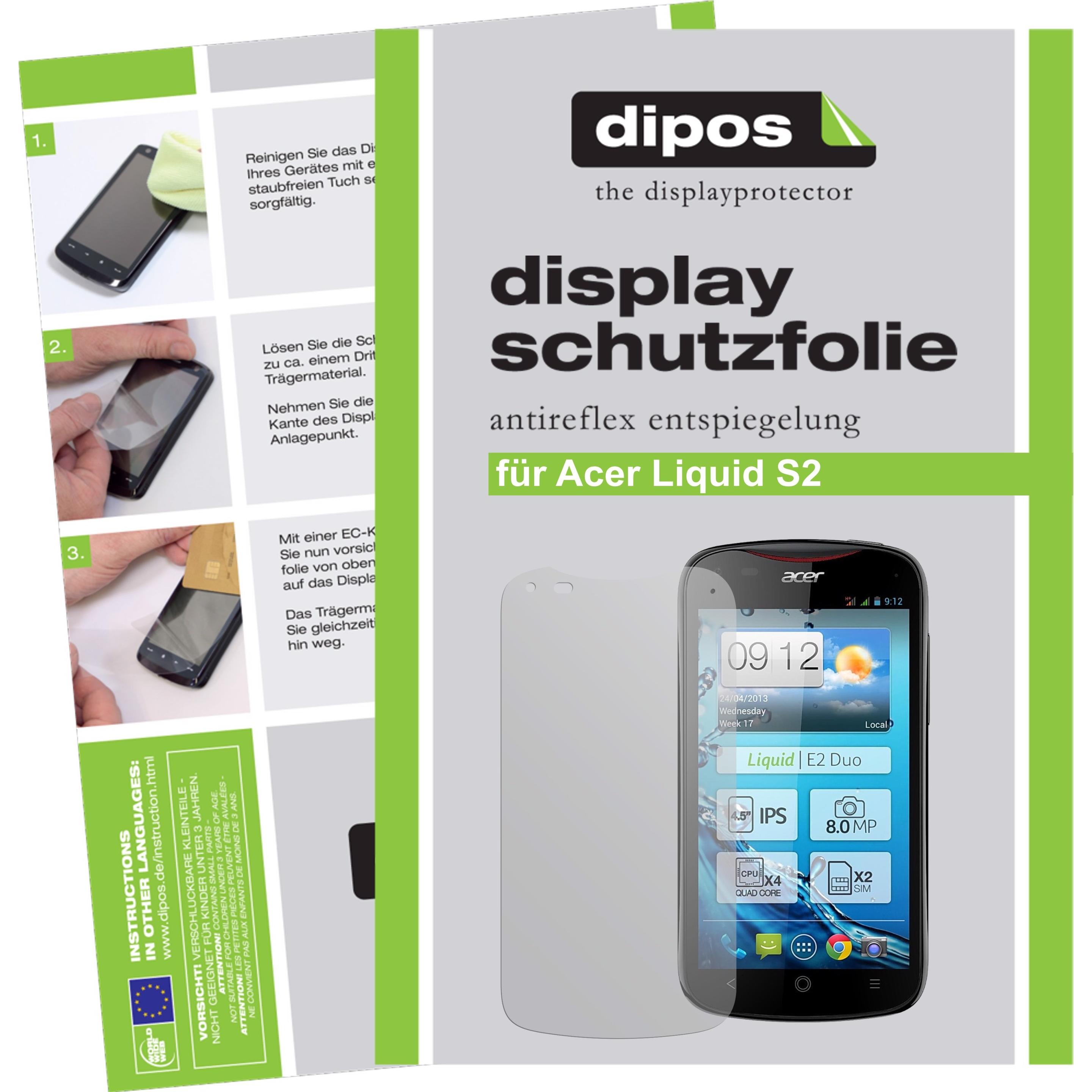 Thumbnail - Dipos Displayschutzfolie Antireflex (2 Stück, Acer Liquid S2), Smartphone Schutzfolie, Transparent