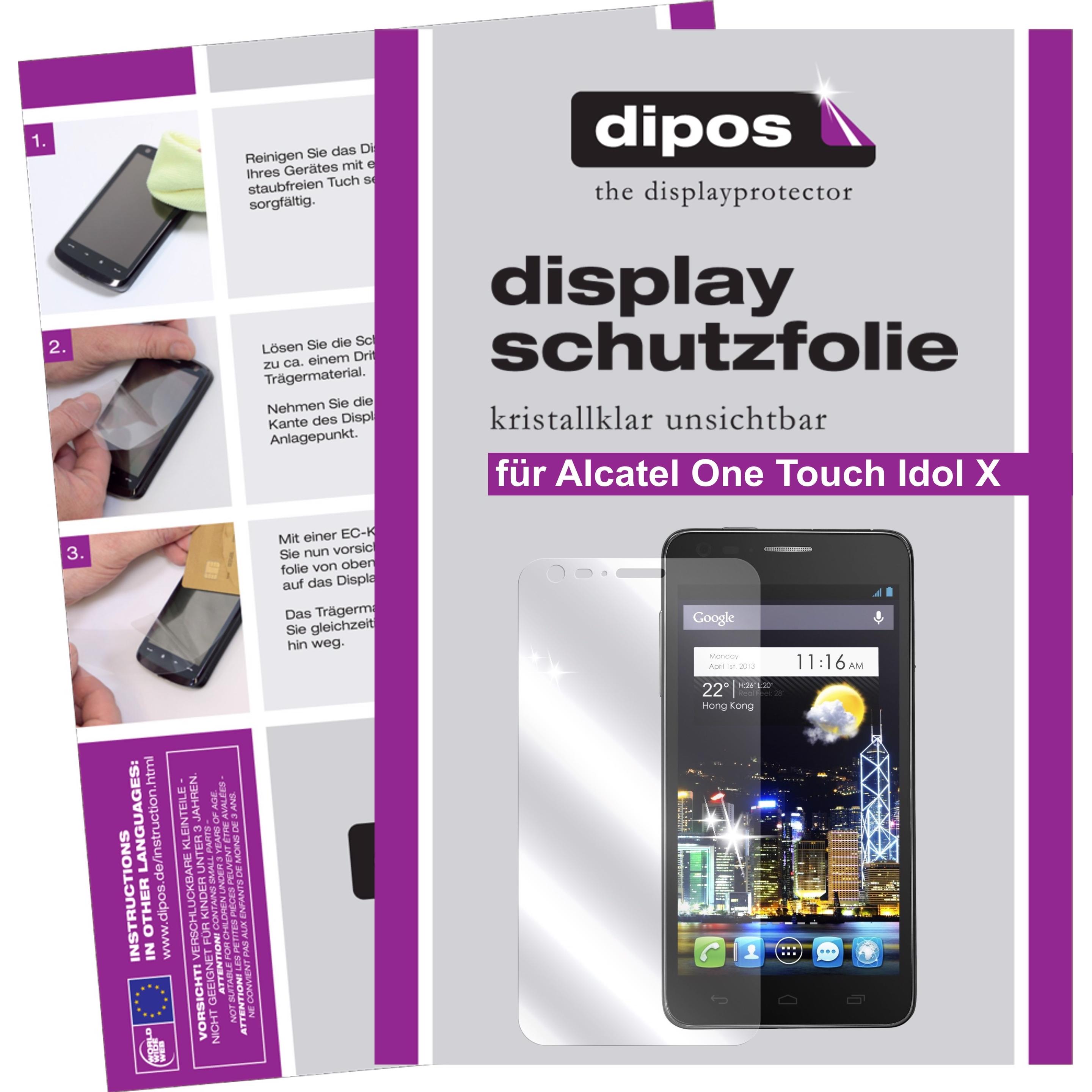 Dipos Displayschutzfolie Crystalclear (2 Stück, Alcatel One Touch Idol X), Smartphone Schutzfolie, Transparent