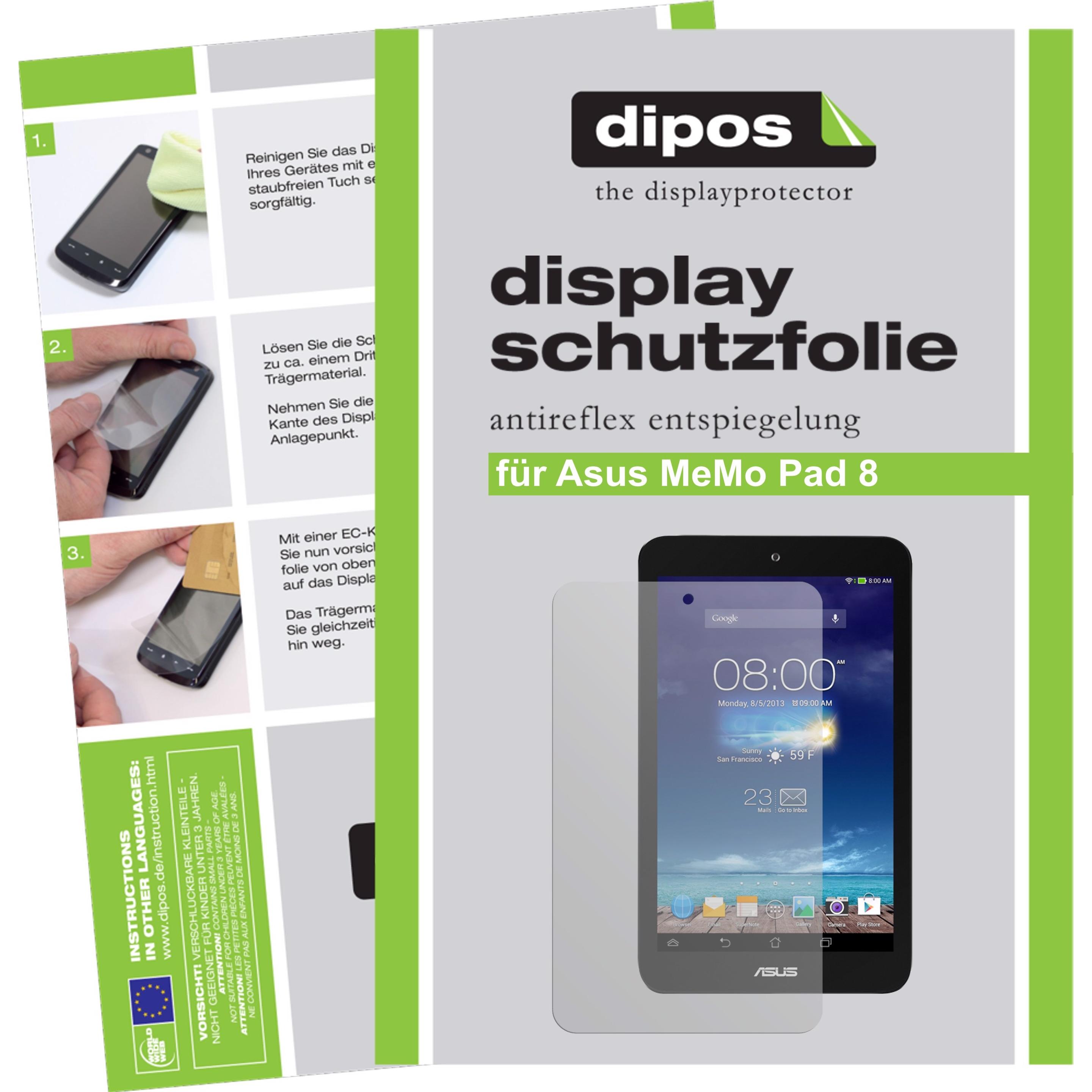 Dipos Displayschutzfolie Antireflex (2 Stück, MeMO Pad 8), Tablet Schutzfolie