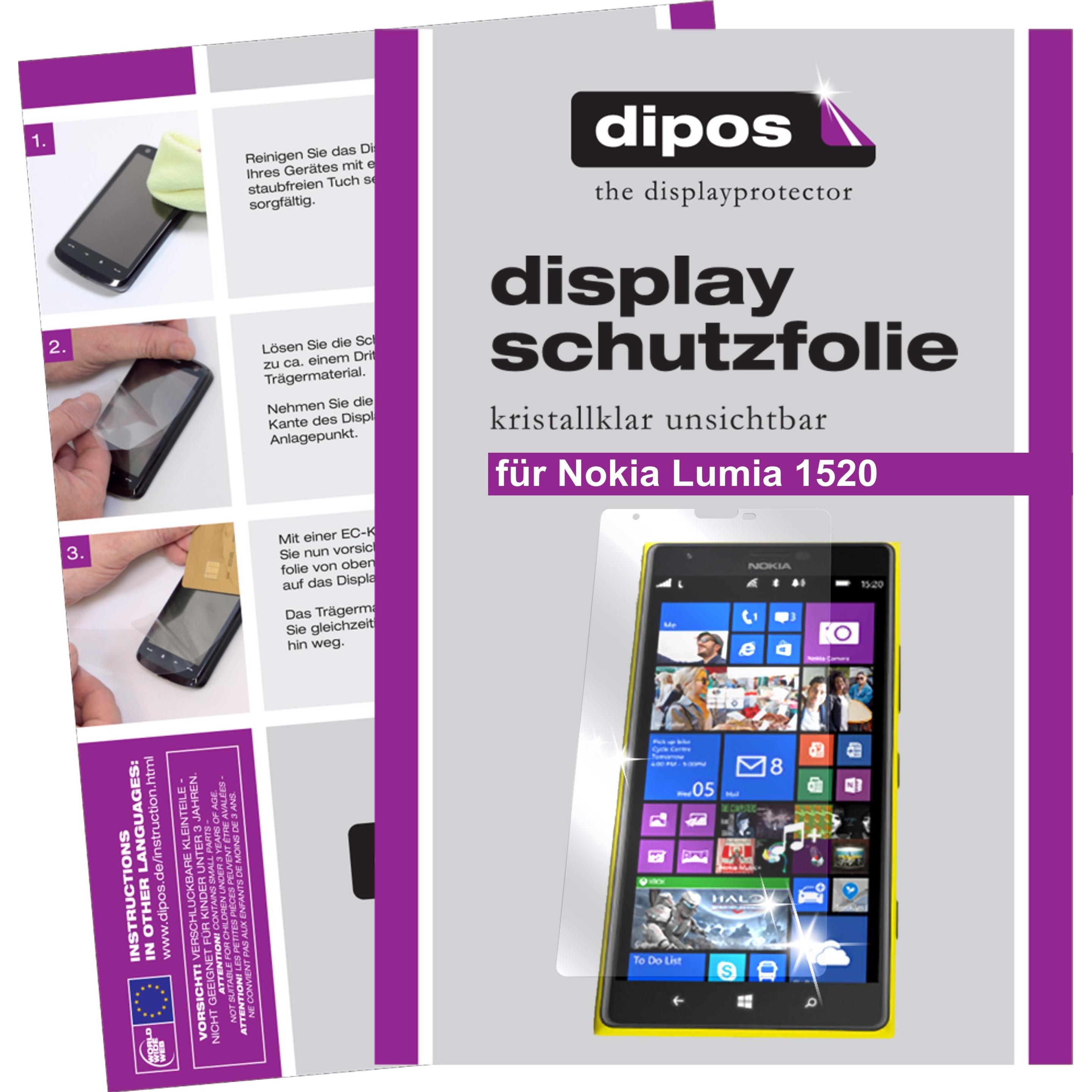 Dipos Displayschutzfolie Crystalclear (2 Stück, Nokia Lumia 1520), Smartphone Schutzfolie, Transparent
