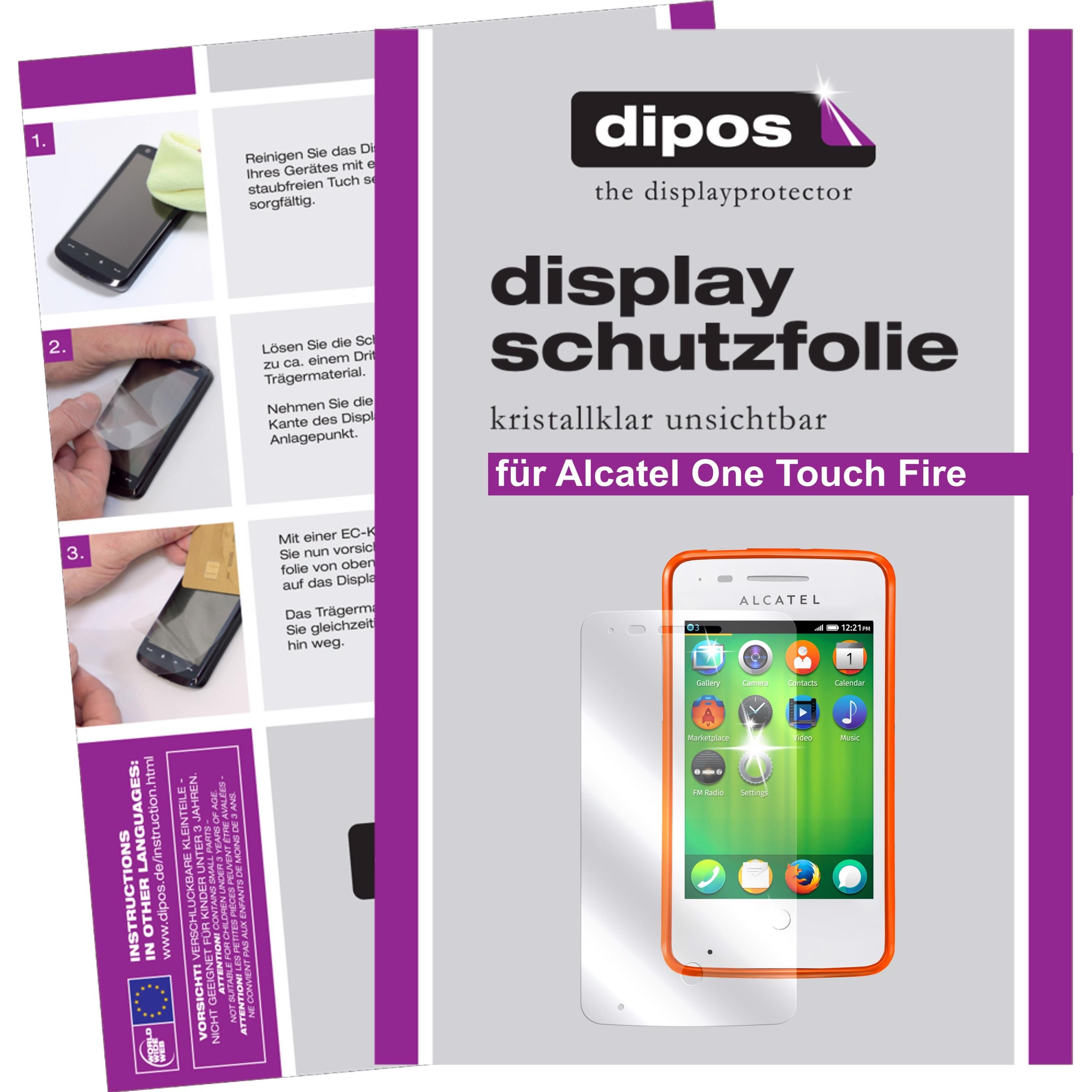 Dipos Displayschutzfolie Crystalclear (2 Stück, Alcatel One Touch Fire), Smartphone Schutzfolie, Transparent