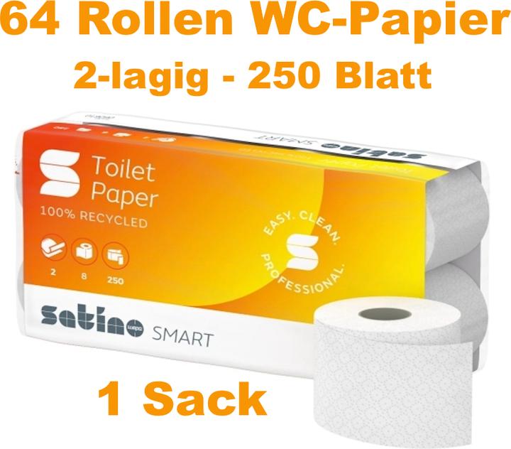 Produktbild Wepa Toilettenpapier Satino Smart 060610, 2-lagig, Packung à 8 x 8 Rollen (64 x)