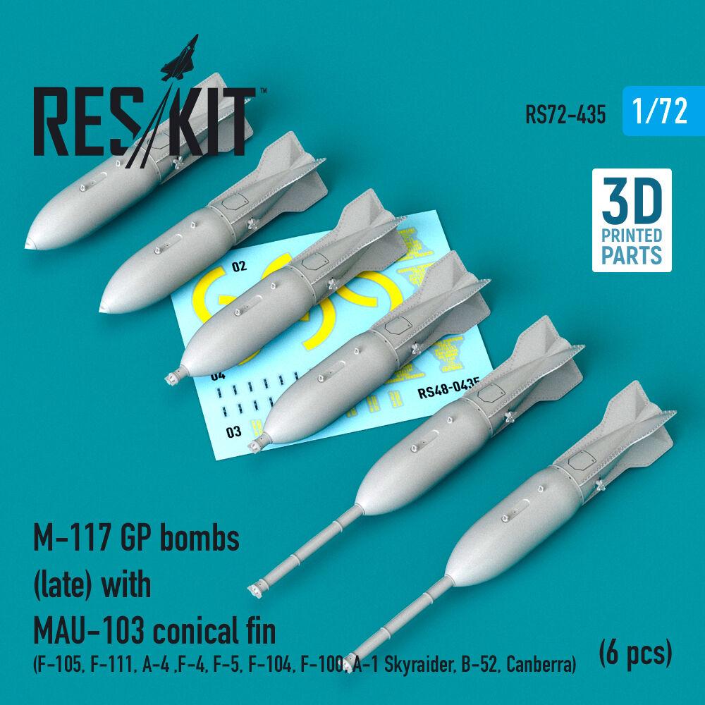 ResKit M-117 GP bombs (late) with MAU-103 conical fin (6 pcs) (F-105, F-111, A-4,F-4, F-5, F-104, F-100, A