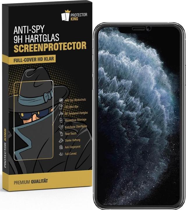 Protectorking 1x Echtes Tempered 9H Panzerhartglas Blickschutz (4 Stk., Apple iPhone XS Max)