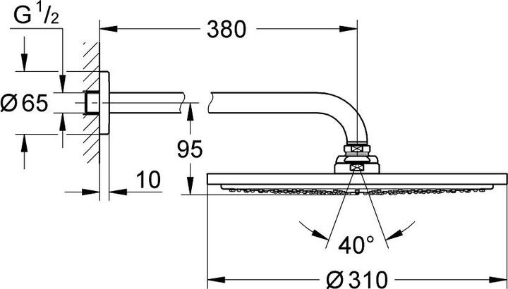 Produktbild Grohe Kopfbrause Set Rainshower Cosmopolitan 310 26066GL0 31 cm inkl. Brausearm 38 cm cool sunris (9 l/min)