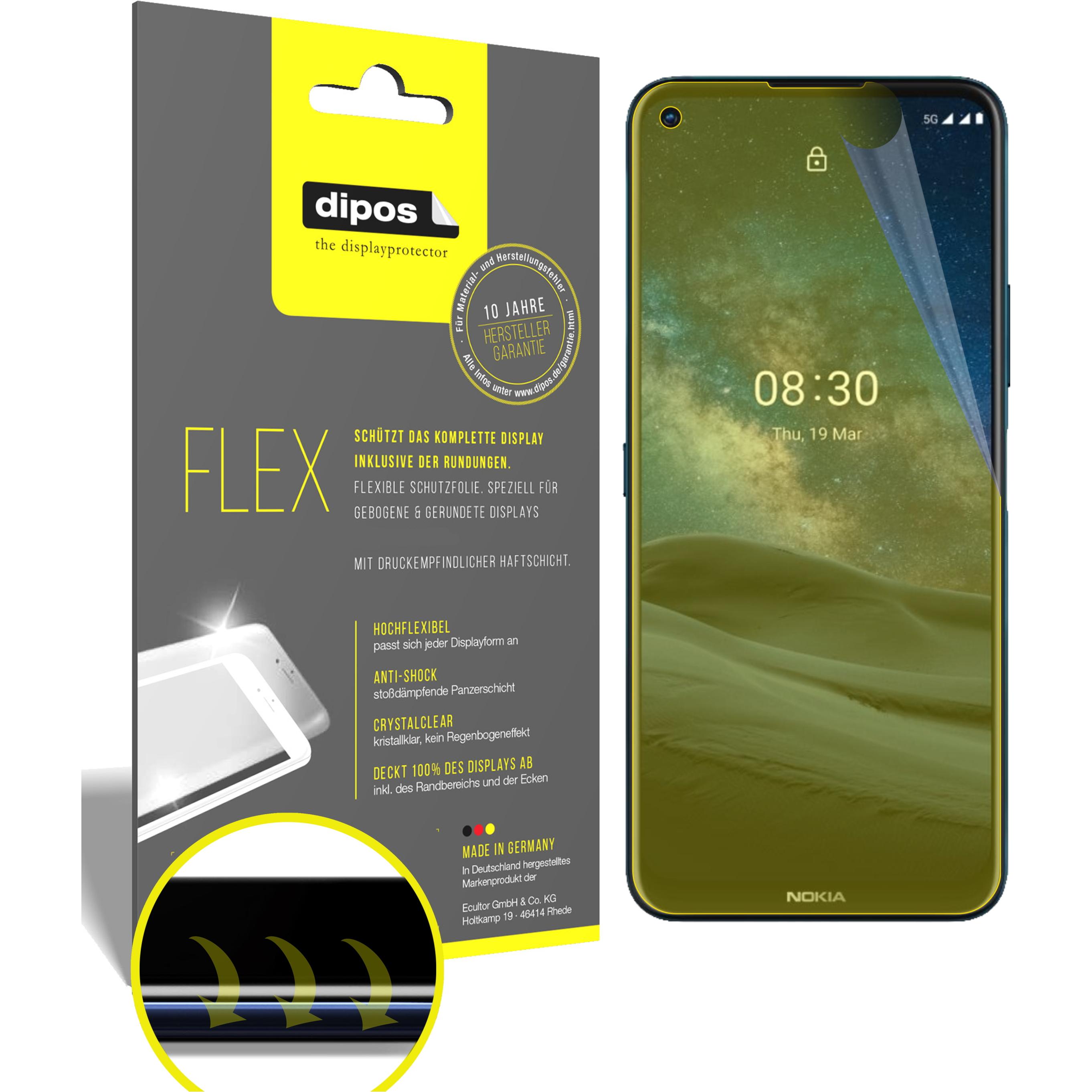 Dipos Displayschutzfolie Full-Cover 3D (2 Stück, Nokia 8.3), Smartphone Schutzfolie, Transparent