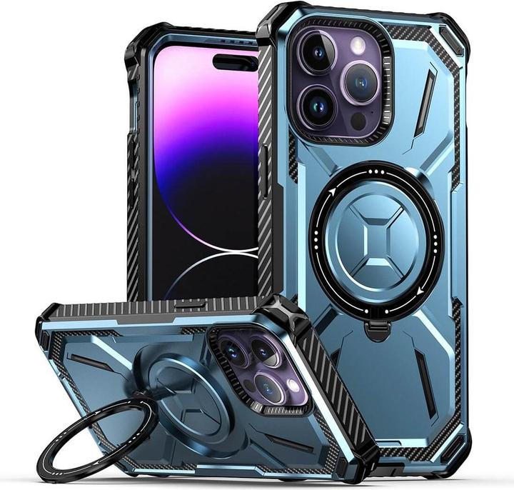 Actual product image Cover-Discount iPhone 15 Pro Max - Armor Case with Kickstand blue (Apple iPhone 15 Pro Max)