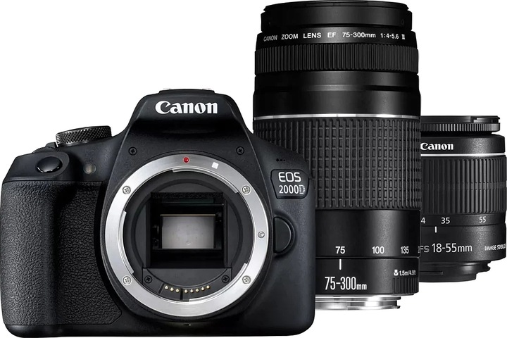 Produktbild Canon EOS 2000D Kit EF-S 18-55 mm III + EF 75-300 mm III (18 - 55 mm, 24.10 Mpx, APS-C / DX)