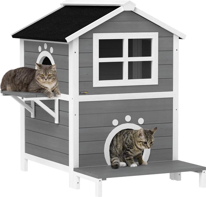 Immagine prodotto PawHut Katzenhaus Tannenholz Grau (Gatto)