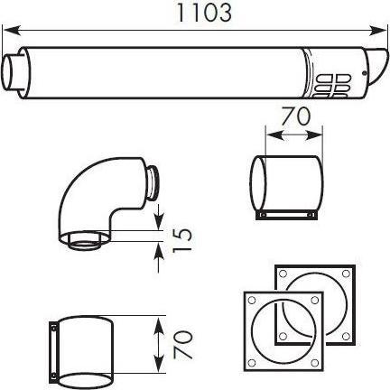 Actual product image Vaillant Roof duct for condensing boiler horizontal. Air/flue gas duct. PP. 80/125mm