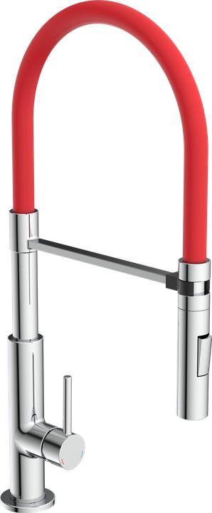 Image du produit Schütte Robinet Cuisine STILO Robinet d'évier Chrome Noir Chrome Rouge Pivotant 79180