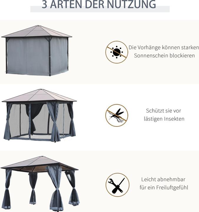 Produktbild Outsunny Gartenpavillon mit Reissverschlüssen (300 cm, 400 cm)