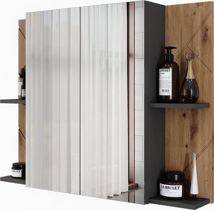 Produktbild Vicco Badspiegelschrank Irma, Anthrazit/Goldkraft Eiche, 100 x 75 cm mit 2 Türen