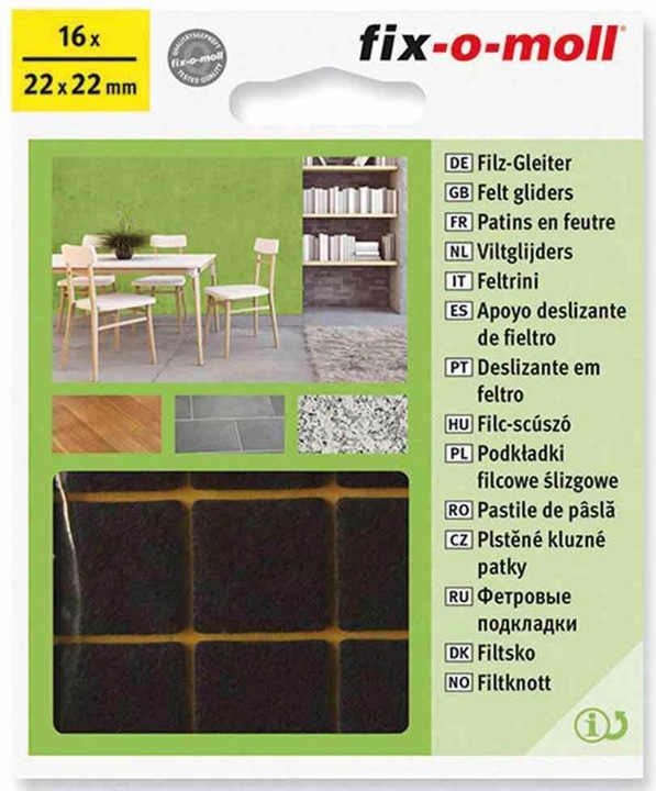 Produktbild Fix-o-moll Filzgleiter 3 mm / 22 x 22 mm 16 x (Filzgleiter, 16 Stück)