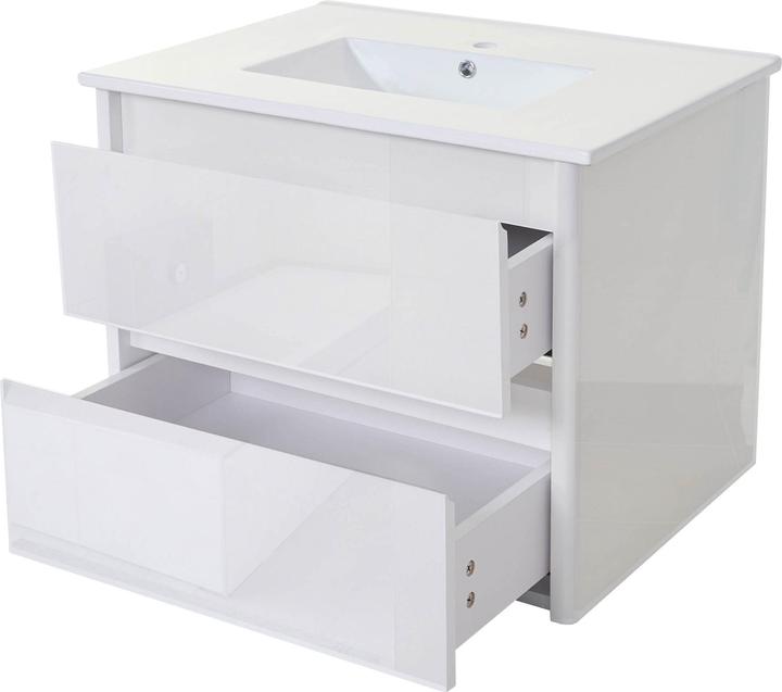 Mendler Washbasin + vanity unit HWC-B19, washbasin washbasin bathroom, high gloss 50x80cm - white