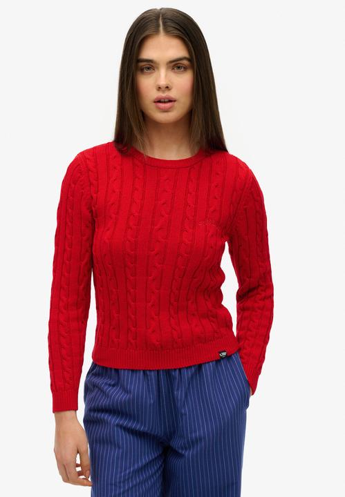 Produktbild Superdry Feinstrickpullover mit Zopfdesign, Rundhalsausschnitt, Damen (XS)