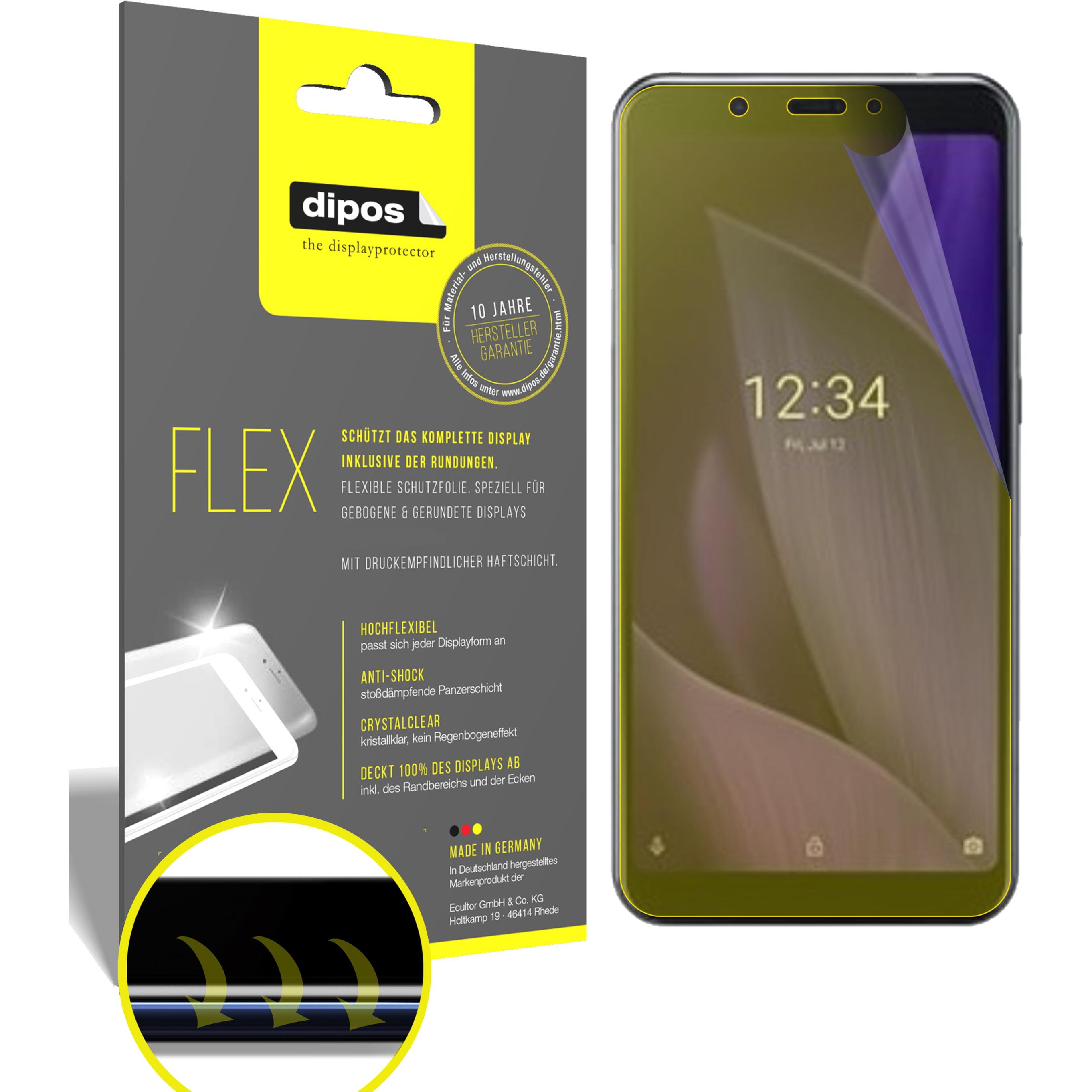 Dipos Displayschutzfolie Full-Cover 3D (3 Stück, Sharp Aquos V), Smartphone Schutzfolie, Transparent