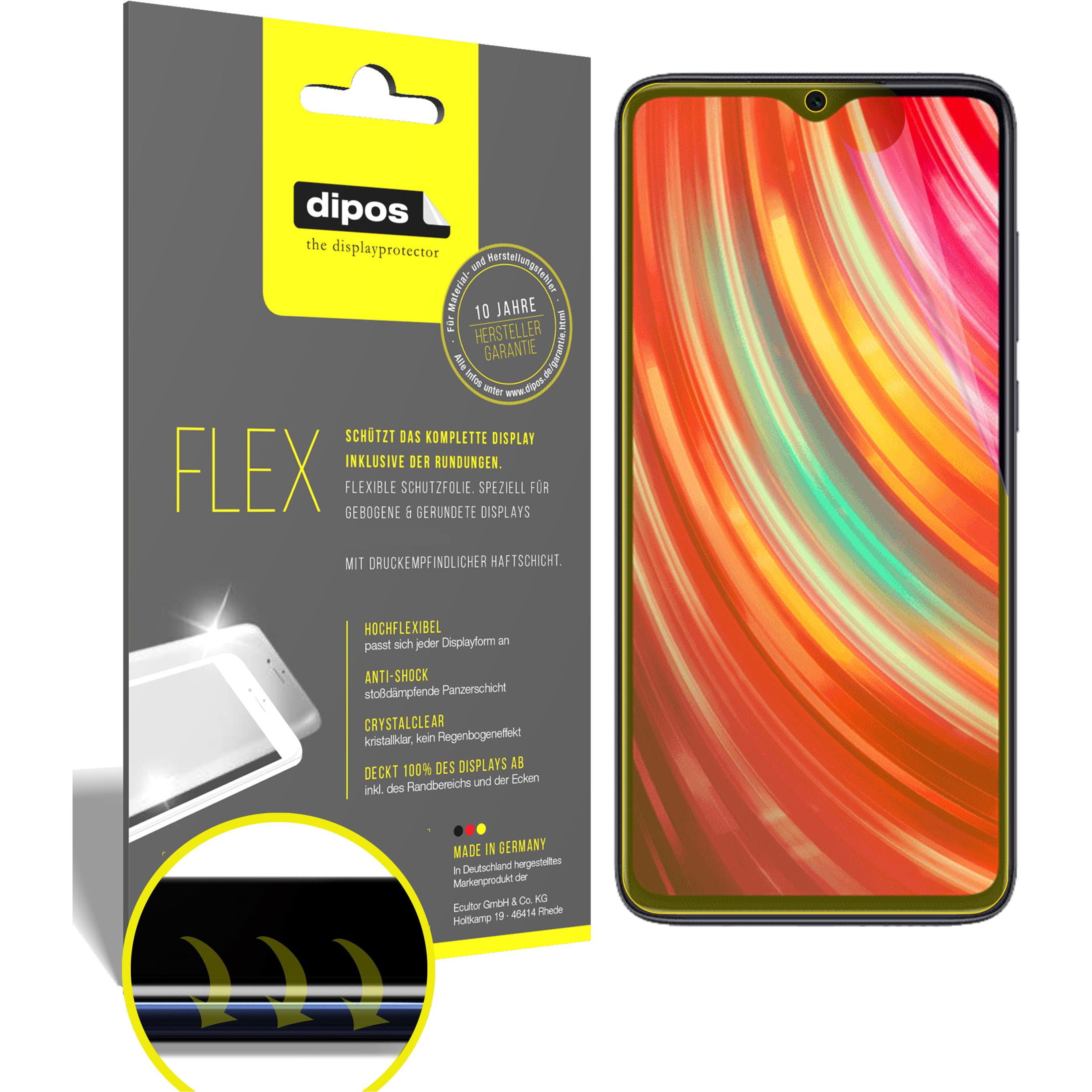 Dipos Displayschutzfolie Full-Cover 3D (3 Stück, Xiaomi Redmi Note 8 Pro), Smartphone Schutzfolie, Transparent