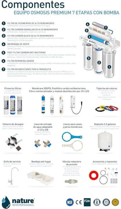 Produktbild Nature 7-stufige Umkehrosmoseanlage mit Pumpe, NSF-zertifiziert, UV-LED-Desinfektion