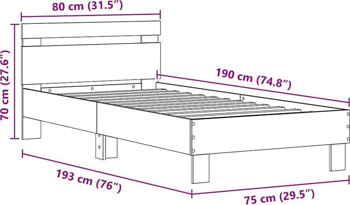 Actual product image vidaXL Bedstead (75 x 190 cm)