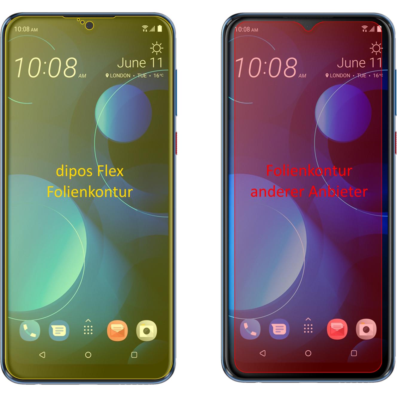 Thumbnail - Dipos Displayschutzfolie Full-Cover 3D (3 Stück, HTC Desire 19+), Smartphone Schutzfolie, Transparent