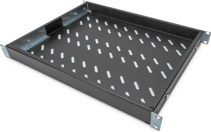 Produktbild Digitus 1HE Fachboden fuer 48,3cm 19Zoll Netzwerkschrank RAL9005 schwarz fuer 600mm tiefe Schraen...