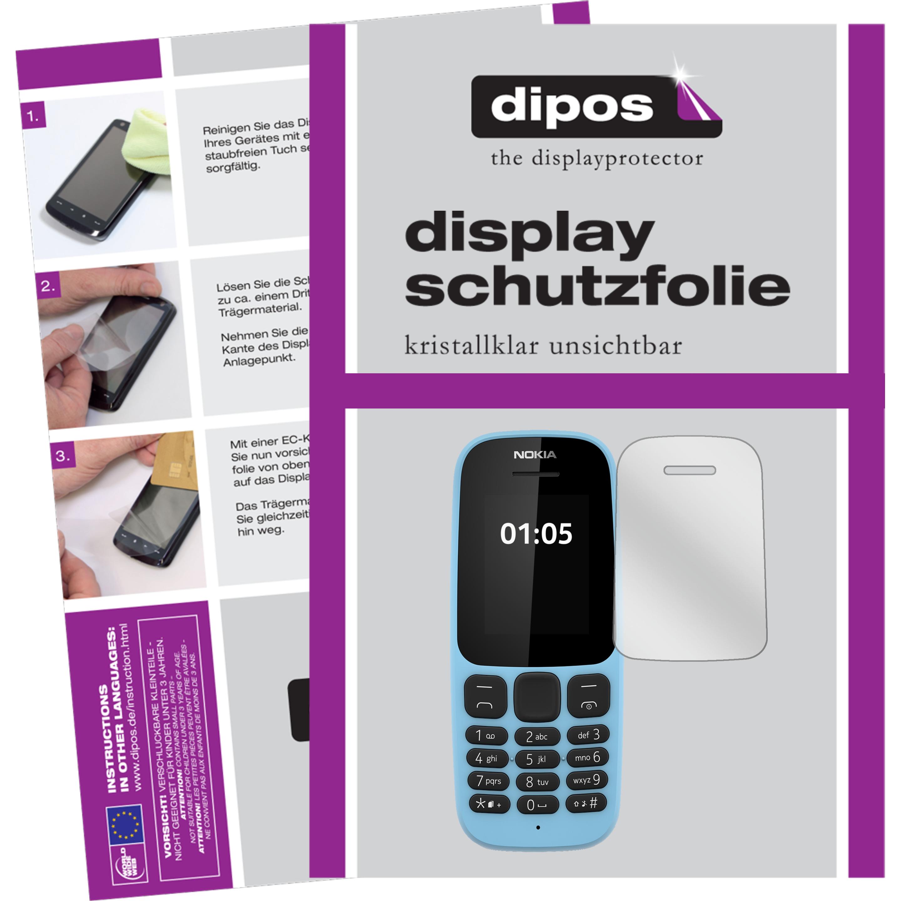 Dipos Displayschutzfolie Crystalclear (2 Stück, Nokia 105), Smartphone Schutzfolie, Transparent