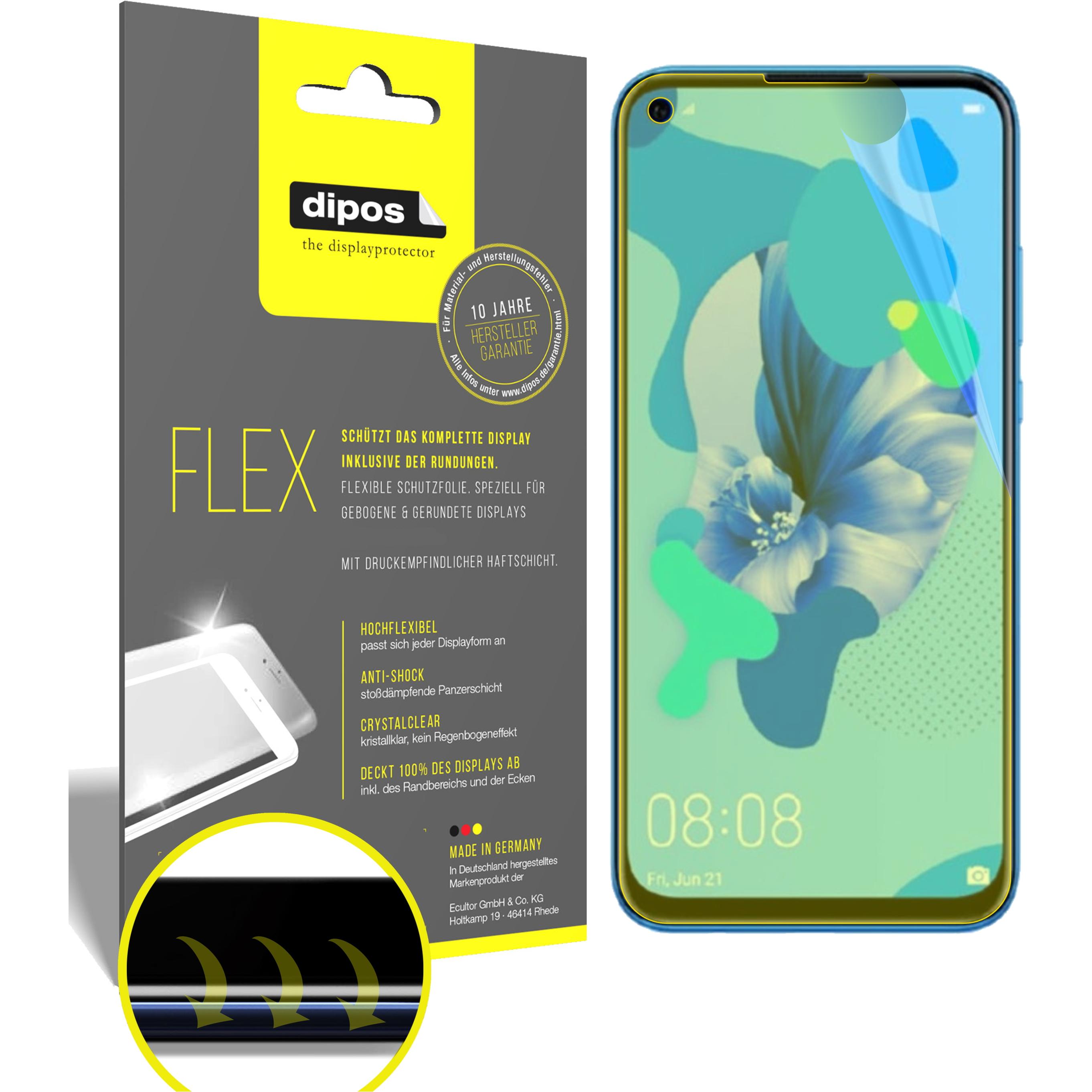 Dipos Displayschutzfolie Full-Cover 3D (2 Stück, Huawei Nova 5), Smartphone Schutzfolie, Transparent