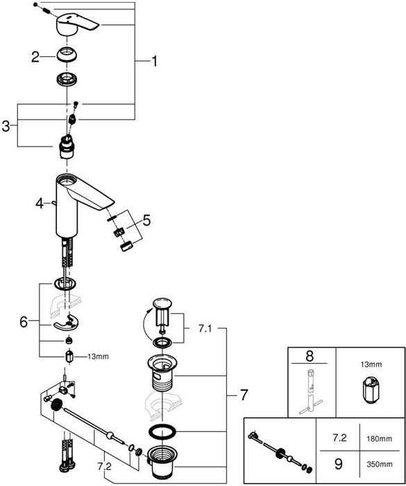 Actual product image Grohe EH-WTbatt EUROSMART 1/2inch MSize ZAG chrome