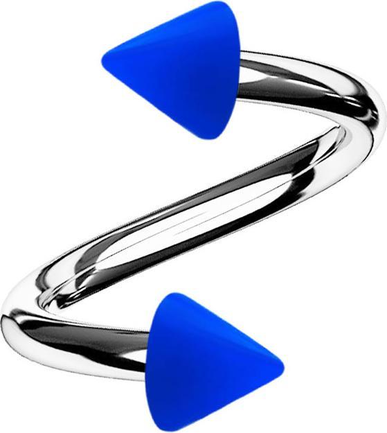 Immagine prodotto Star Piercing Micro spirale argento con due coni blu scuro (Acrilico, senza ottone, Acciaio chirurgico 316L)
