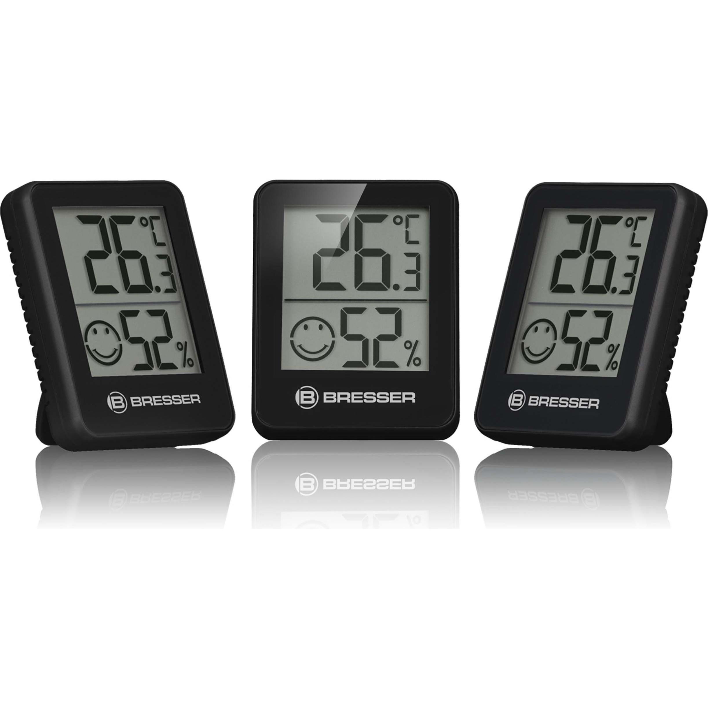 Bresser ClimaTemp Thermo-Hygrometer Indikator 3er Set schwarz, Stazione meteo