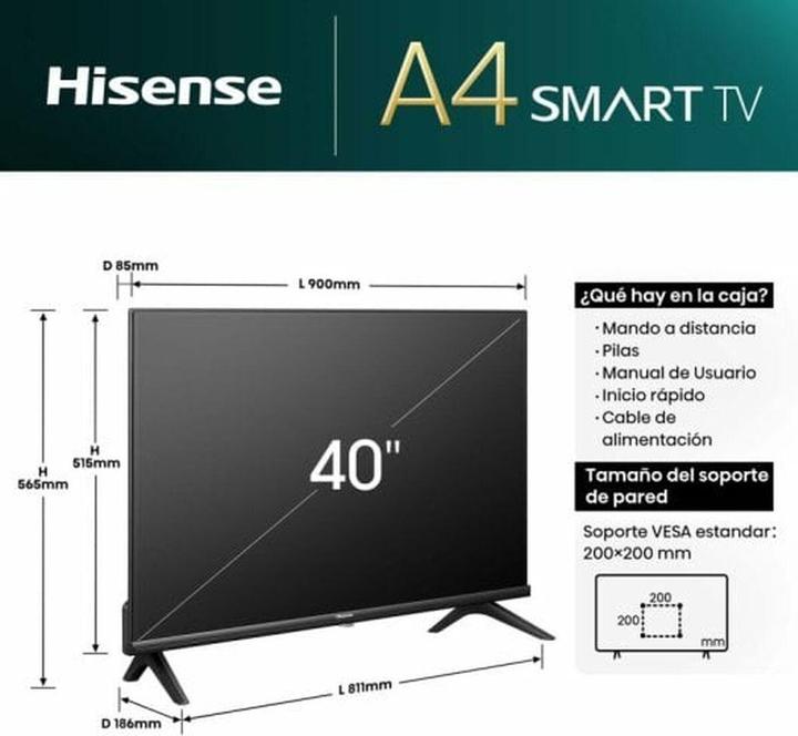 Image du produit Hisense TV TV Smart TV 40a4n 40" Modo Juego Deportes Ia Dolby Dts Tdt (40", LED, Full HD)
