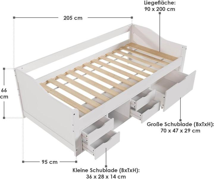 Actual product image Juskys Nalu functional bed (90 x 200 cm)