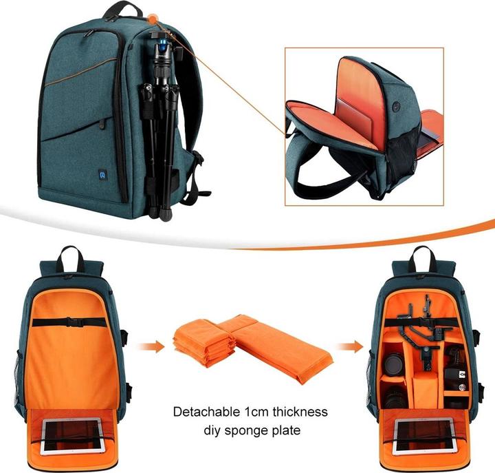 Produktbild König Design Kamera Foto Rucksack Tasche viel Platz für Kamera + Zubehör Drohne Regenschutz (Fotorucksack)