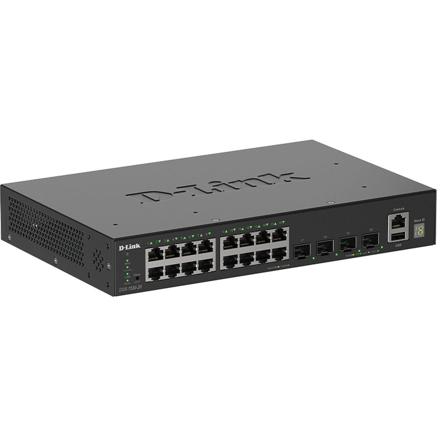 D-Link 16 Ports GE + 4 Ports 10G SFP+ Smart Managed Switch (20 Ports) (DGS-1530-20/E)