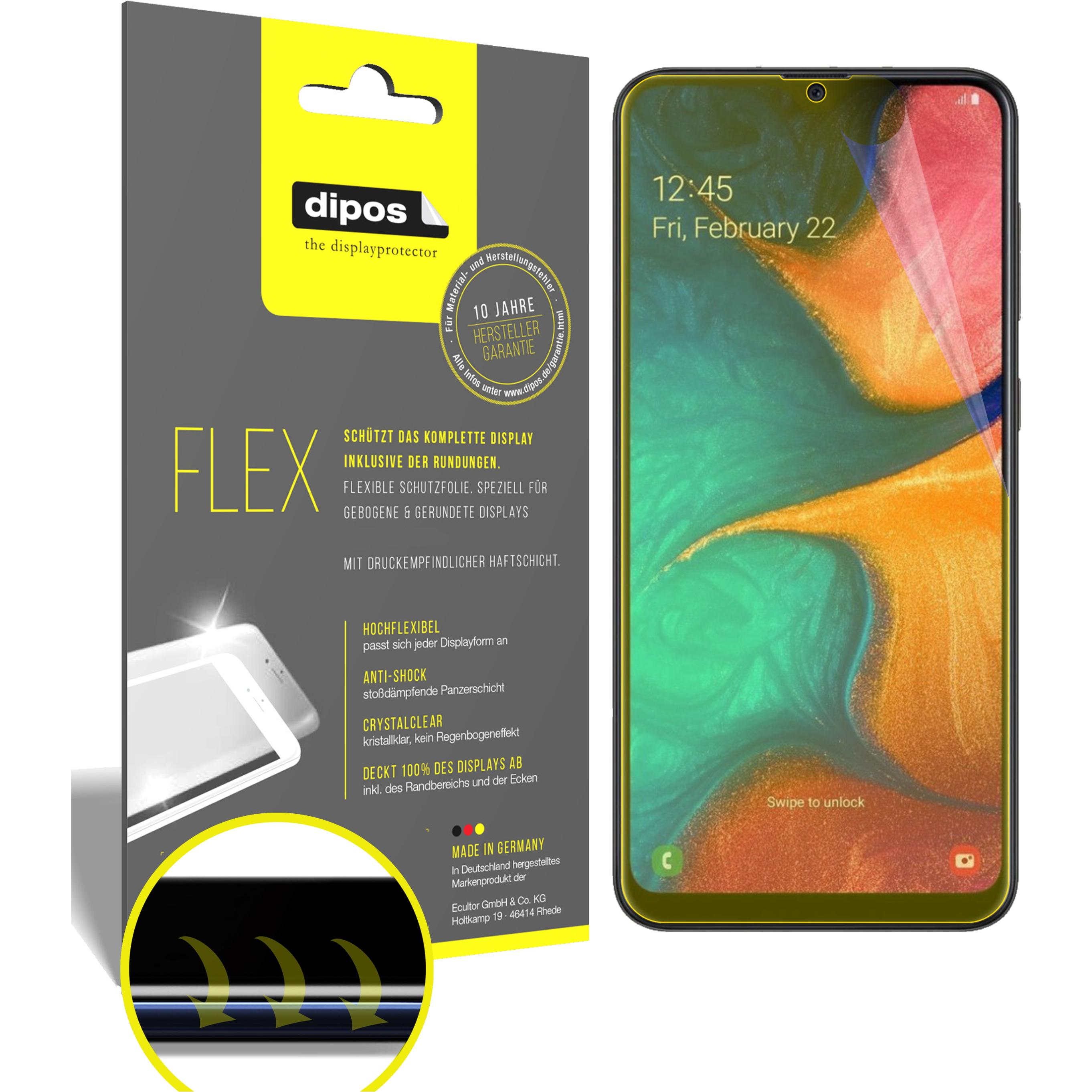Dipos Displayschutzfolie Full-Cover 3D (3 Stück, Samsung Galaxy A20), Smartphone Schutzfolie, Transparent