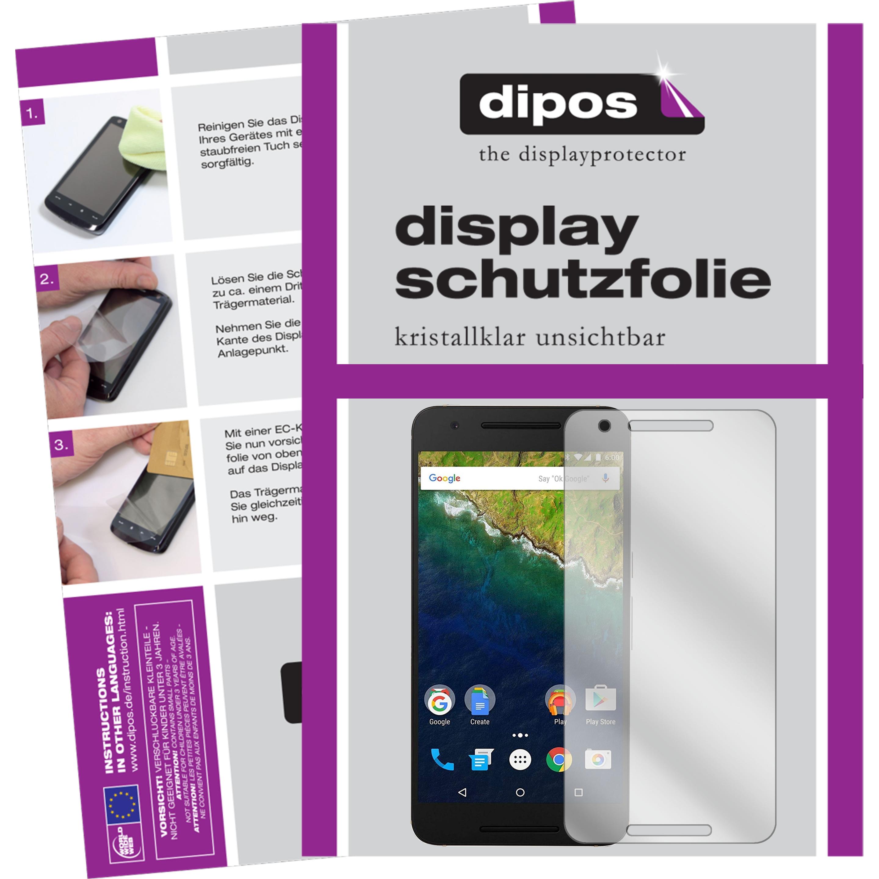 Dipos Displayschutzfolie Crystalclear (2 Stück, Huawei Nexus 6P), Smartphone Schutzfolie, Transparent