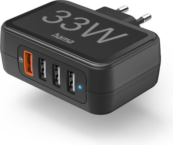 Immagine prodotto Hama Caricatore rapido a 4 porte, Qualcomm® 3.0, 4x USB-A, 33 W, nero (33 W)