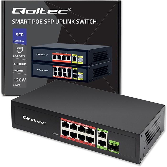 Produktbild Qoltec Ethernet Switch PoE RJ45 PoE Uplink SFP