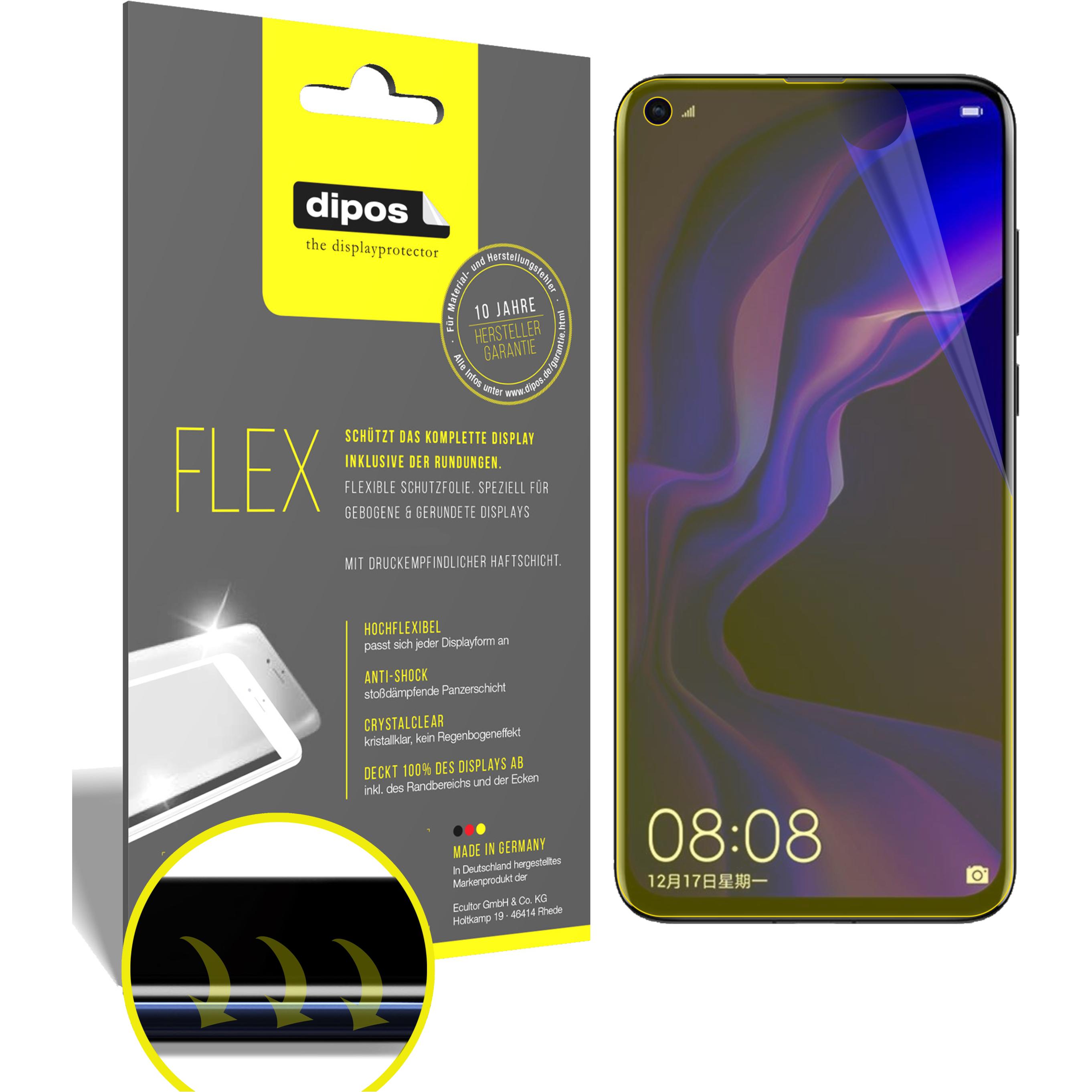 Dipos Displayschutzfolie Full-Cover 3D (2 Stück, Huawei Nova 4), Smartphone Schutzfolie, Transparent