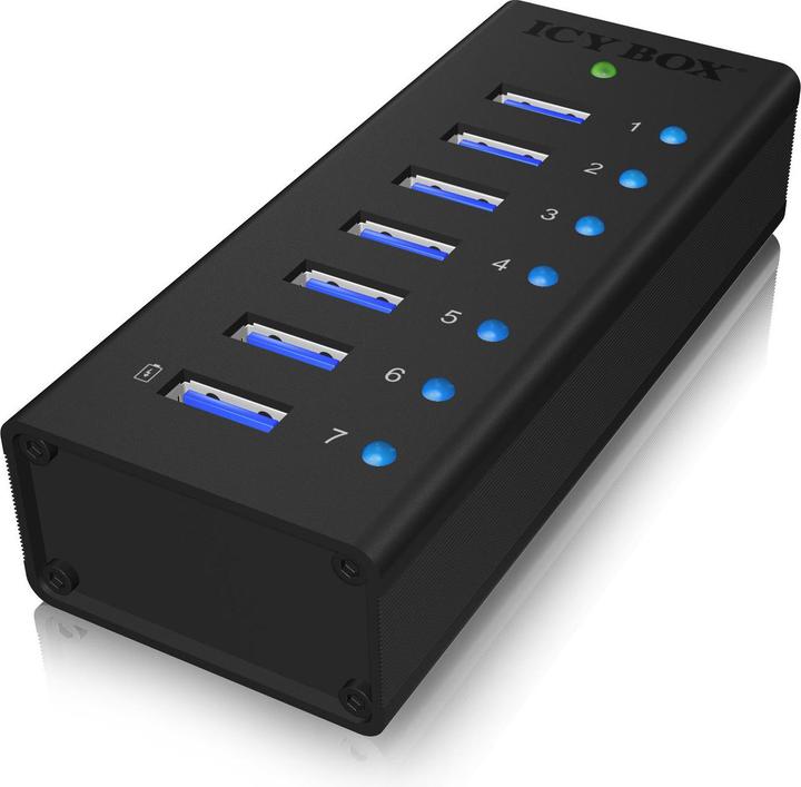 Actual product image Icy Box Hub with charging function & aluminium housing IB-AC618 (USB-B, 7 ports)