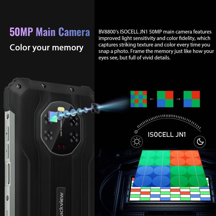 Produktbild Blackview BV8800 (Dual Sim - 6.58"-Display - 128 GB, 8 GB RAM) Schwarz (128 GB, Schwarz, 6.58", Dual SIM)