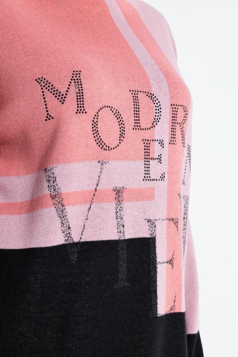 Produktbild Ulla Popken Pullover, Glitzer-Schriftzug, Stehkragen, Langarm (54)