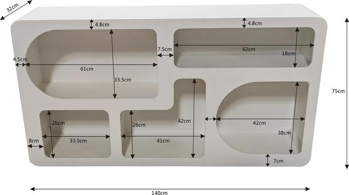 Image du produit Kare Design Étagère Paco Blanc 140x75cm (140 x 32 x 75 cm)