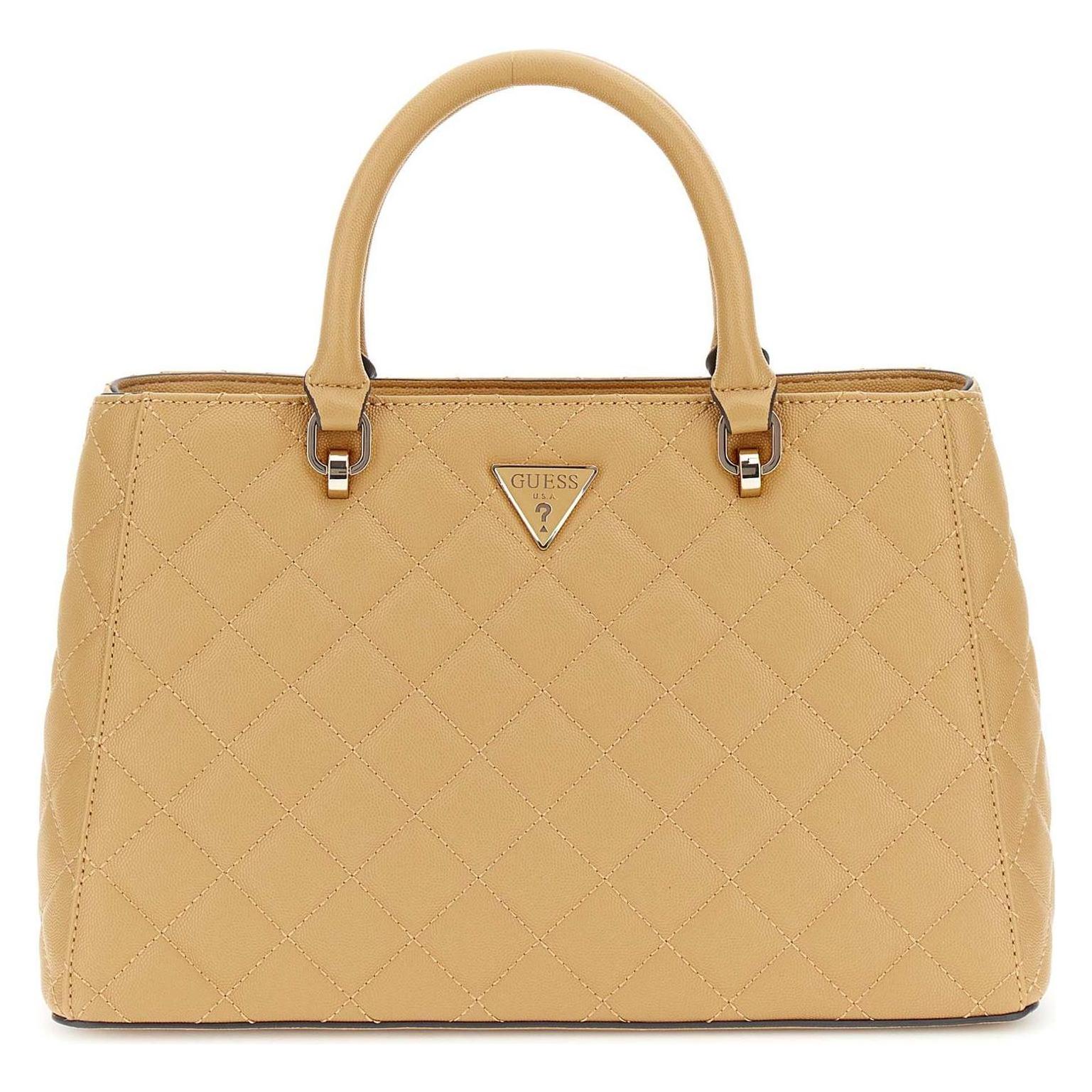 Guess, Damen, Handtasche, Eco Carly Girlfriend Satchel, Beige