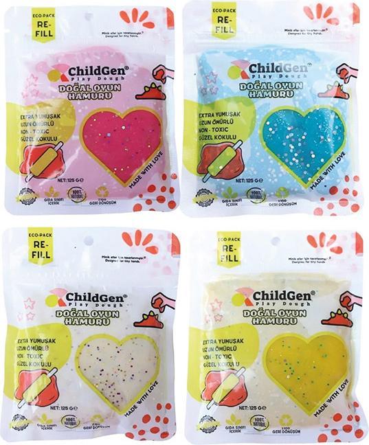 Actual product image ChildGen Bio-Modelliermasse 4er-Pack Glitter 2+