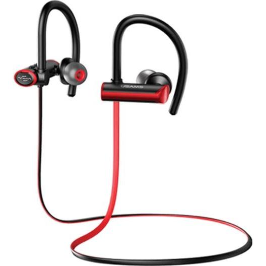 Usams Słuchawki sportowe S4 Bluetooth 5.0 czarno-czerwony/nero+rosso BGYDEJ02 (US-YD004) (Senza fili), Cuffie