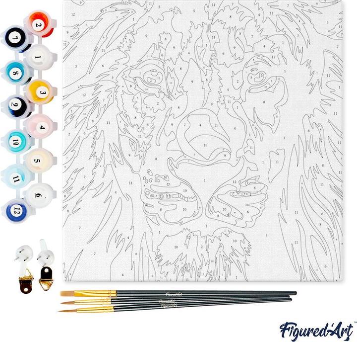 Immagine prodotto Figured'Art Mini Kit da Dipingere con i Numeri con Cornice - Leone Pop Art