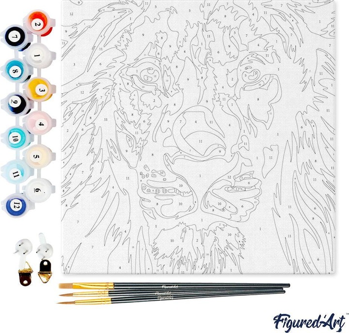 Actual product image Figured'Art Mini Paint by Numbers framed - Lion Pop Art